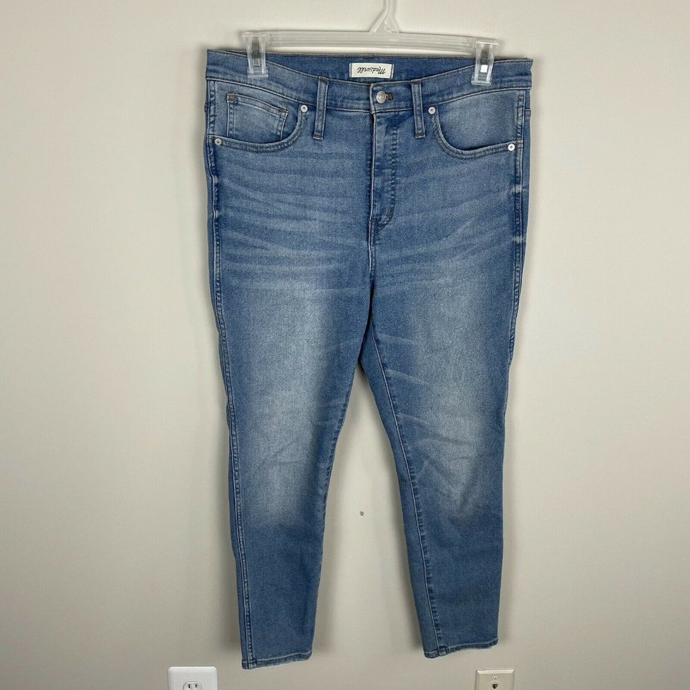Madewell 10" High Rise Skinny Crop Jeans In Home Wash Size 31 Pockets Stretch